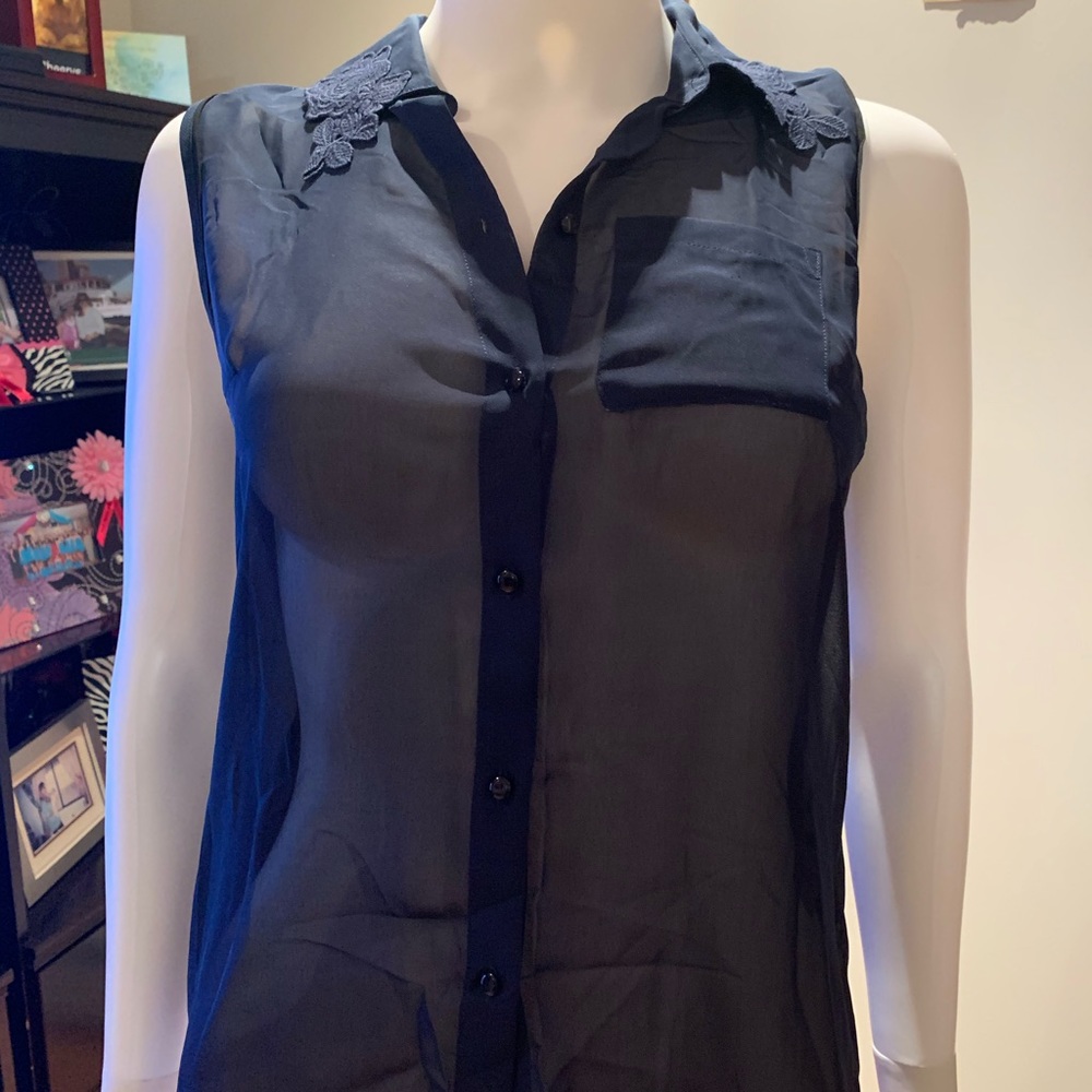 Sheer navy top
